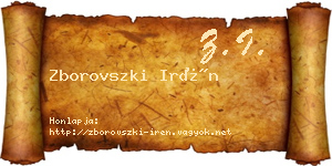 Zborovszki Irén névjegykártya